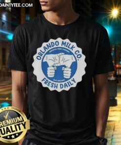 Awesome Orlando Milk Co logo t-shirt featuring '100% Organic' design, imported from Germany for eco-conscious consumers.