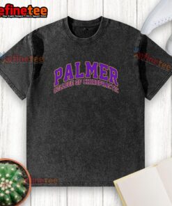 Awesome Palmer College of Chiropractic washed t-shirt featuring a stylish design and comfortable fit for chiropractic enthusiasts.