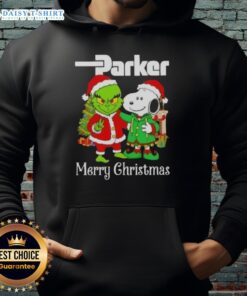 Awesome Parker Hannifin X Grinch and Snoopy Merry Christmas Hoodie featuring festive designs for holiday cheer.