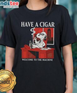Awesome Peanuts Snoopy Have A Cigar tee for ladies, featuring a playful design perfect for fans of the Peanuts comic.