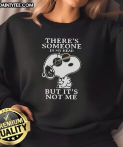 Awesome Peanuts Snoopy sweatshirt featuring 'There's someone in my head but it's not me' design, perfect for fans.