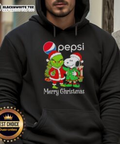 Alt Text: Awesome Pepsi x Grinch and Snoopy Merry Christmas hoodie featuring festive graphics for holiday cheer.