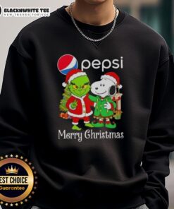 Awesome Pepsi x Grinch and Snoopy Merry Christmas sweatshirt featuring festive designs for holiday cheer.