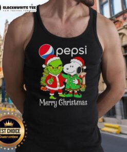 Awesome Pepsi X Grinch and Snoopy Merry Christmas tank top featuring festive graphics and vibrant colors for holiday cheer.