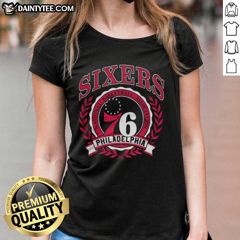 awesome-philadelphia-76ers-national-basketball-association-logo-laurel-wreath-frame-retro-ladies-tee Retro Philadelphia 76ers logo in a laurel wreath frame on a ladies tee, perfect for NBA fans.
