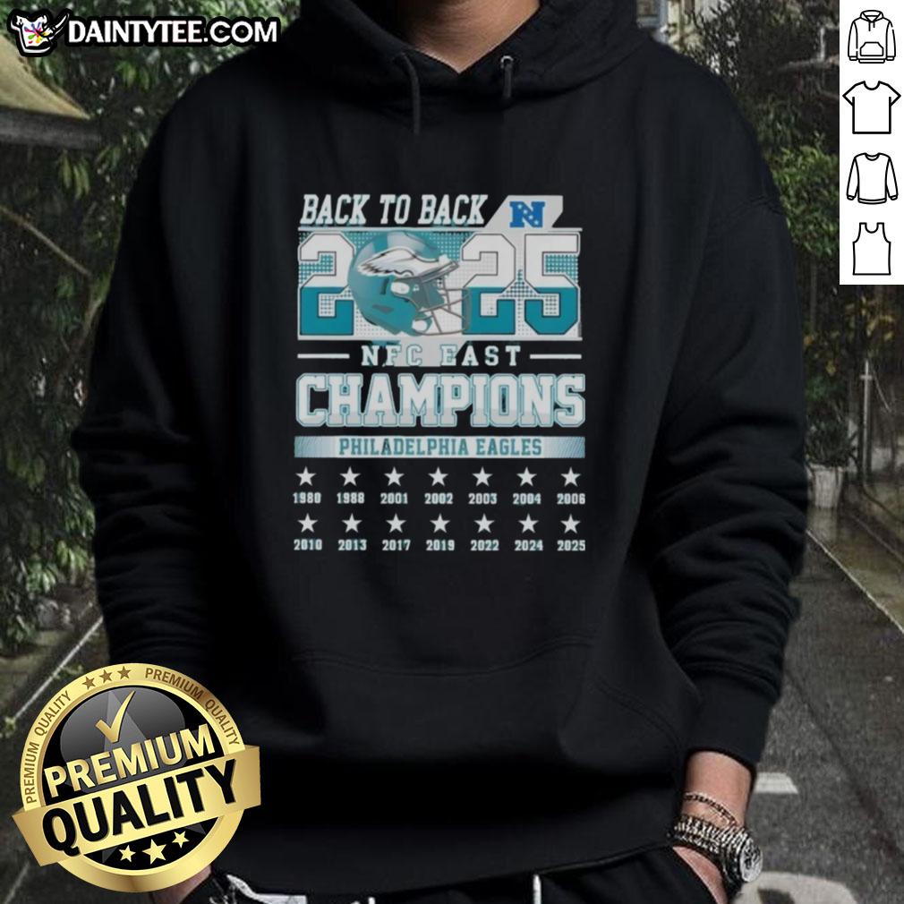 awesome-philadelphia-eagles-football-nfc-east-champions-back-to-back-2025-hoodie Alt Text: Awesome Philadelphia Eagles Football NFC East Champions Back to Back 2025 Hoodie featuring team logo and vibrant colors.
