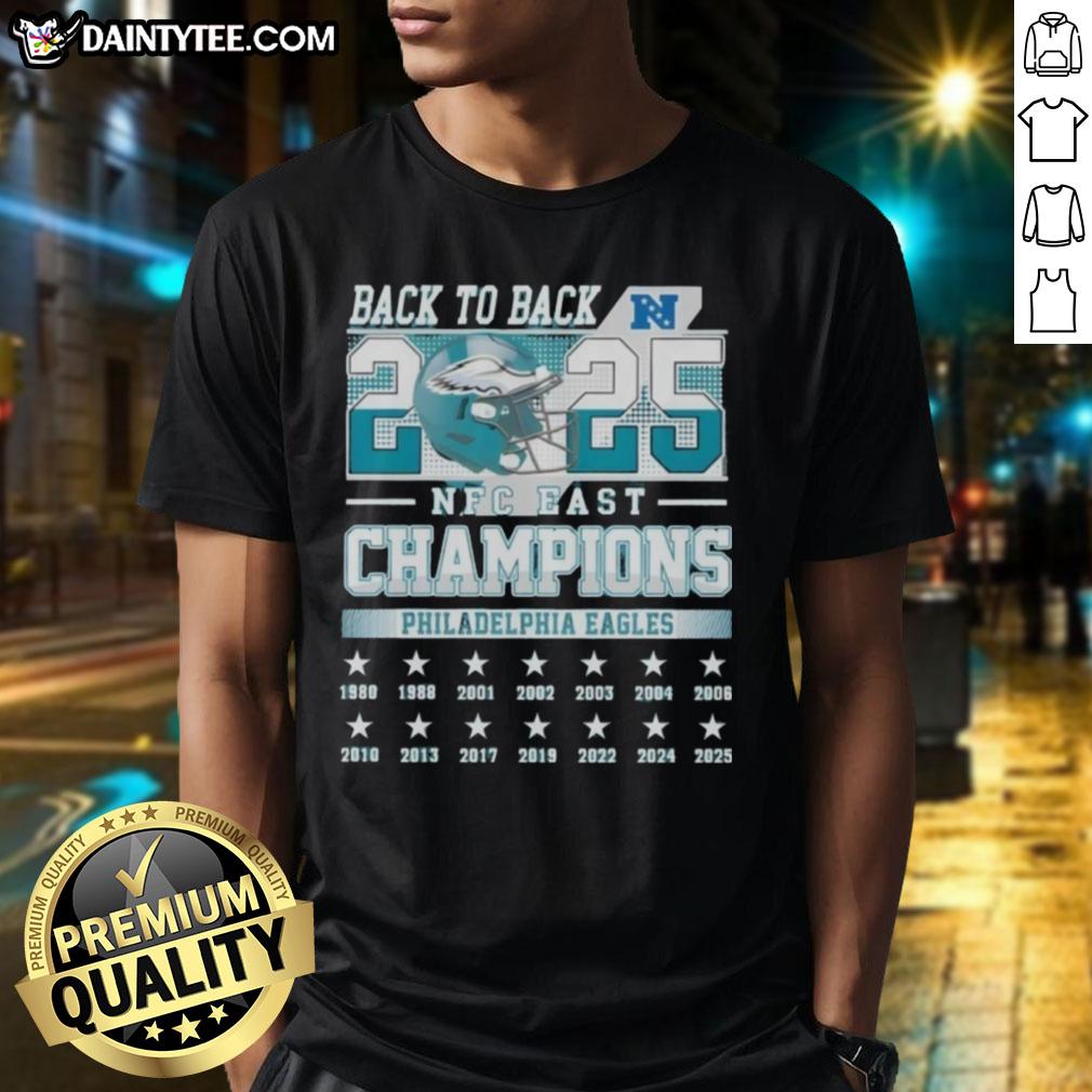 awesome-philadelphia-eagles-football-nfc-east-champions-back-to-back-2025-t-shirt-1 Awesome Philadelphia Eagles NFC East Champions Back to Back 2025 T-Shirt featuring team logo and vibrant design.
