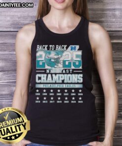 Awesome Philadelphia Eagles Football NFC East Champions Back to Back 2025 tank top featuring team logo and vibrant design.