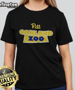 Alt Text: Awesome Pittsburgh Panthers Oakland Zoo Ladies Tee featuring vibrant team colors and stylish design for fans.