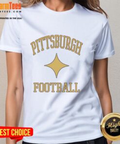 Awesome Pittsburgh Steelers Football Starkist Sparkle Icon Ladies Tee featuring vibrant team colors and stylish design.