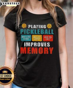 Vintage ladies' tee featuring 'Awesome Playing Pickleball Improves Memory' design, perfect for pickleball enthusiasts.