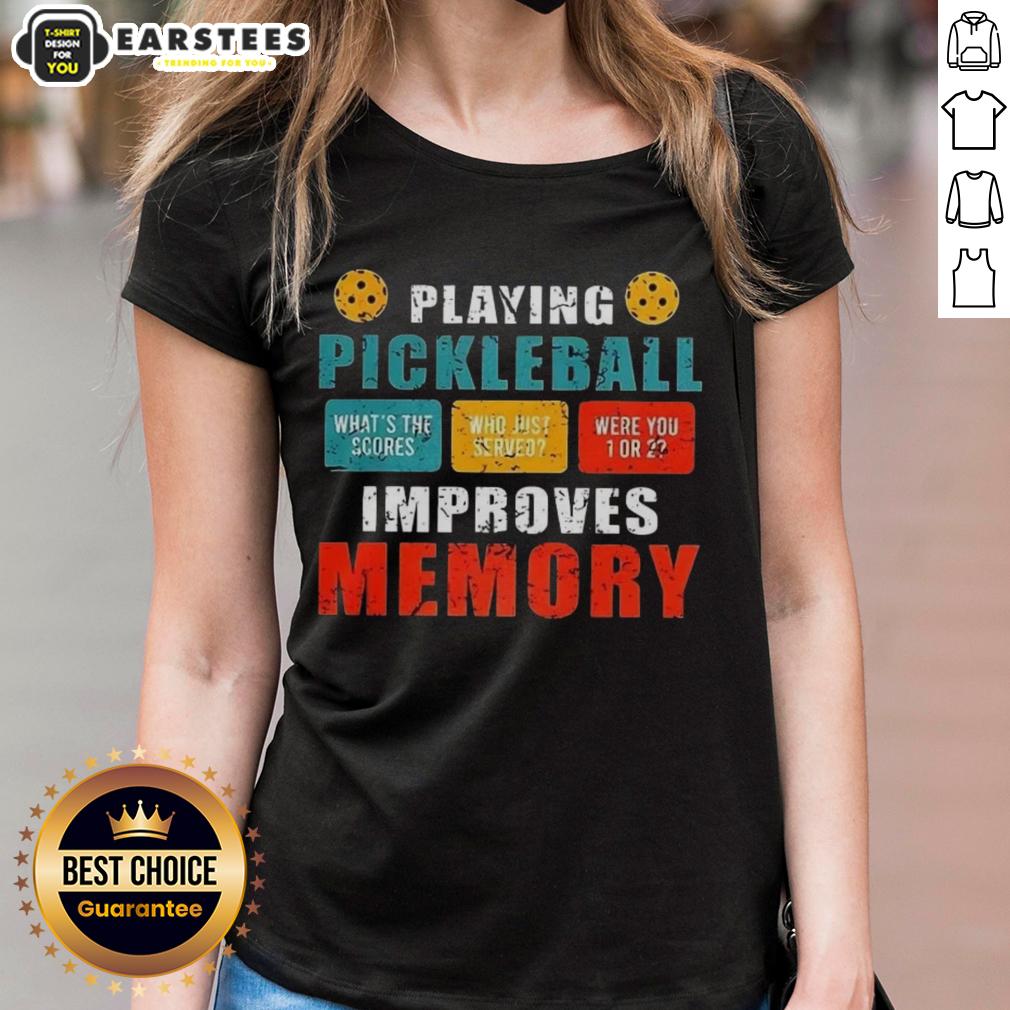 awesome-playing-pickleball-improves-memory-whats-the-saucers-vintage-ladies-tee Vintage ladies' tee featuring 'Awesome Playing Pickleball Improves Memory' design, perfect for pickleball enthusiasts.