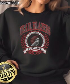 Awesome Portland Trail Blazers NBA logo in laurel wreath frame on a retro sweatshirt design.