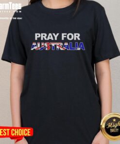 Awesome Pray for Bondi Australia letter flag ladies tee showcasing vibrant design and comfortable fit for beach lovers.