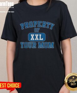 Awesome Property XXL Your Mom Curved Letters Ladies Tee in vibrant colors, perfect for casual wear and stylish outfits.