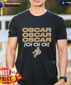 Alt Text: Awesome Purdue Boilermakers Basketball Oscar Cluff Oi Oi Oi T-Shirt featuring team colors and logo design.