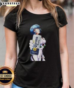 Alt Text: Awesome Rei Ayanami X Corona Neon Genesis Evangelion Anime Ladies Tee featuring stylish graphic design.