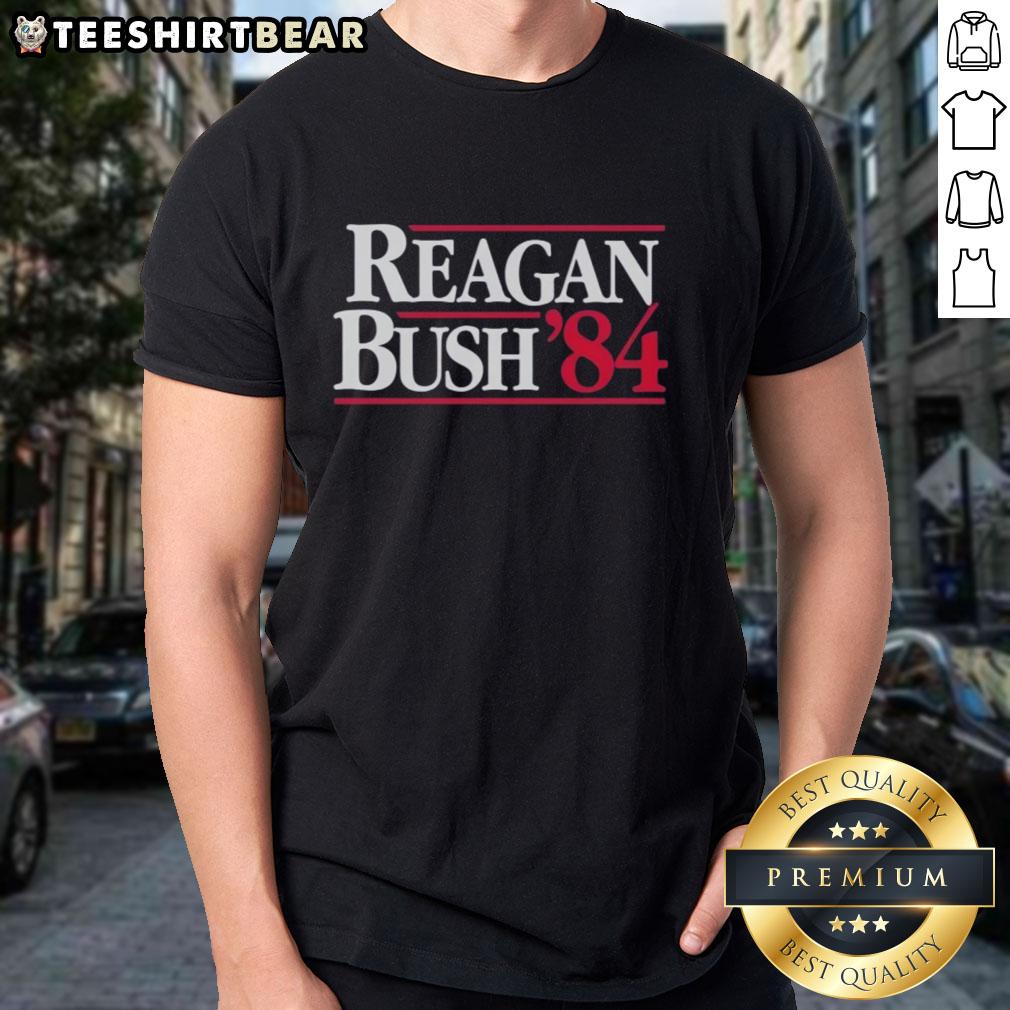 awesome-ronald-reagan-and-bush-1984-t-shirt-1 Awesome Ronald Reagan and Bush 1984 T-shirt featuring vintage graphics celebrating the iconic political duo.
