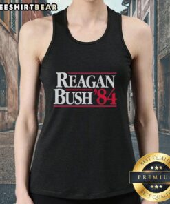Alt Text: Vintage 1984 tank top featuring awesome Ronald Reagan and George Bush graphics, perfect for retro political fans.