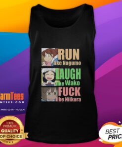 Awesome Run Like Nagumo Laugh Like Wako and Fuck Like Niikura tank top featuring vibrant anime-inspired design.