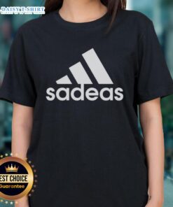 Awesome Sadeas Three Stripes Logo Parody Ladies Tee featuring a stylish and unique design for fashion-forward women.