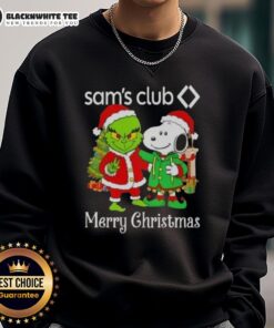 Awesome Sam's Club X Grinch and Snoopy Merry Christmas Sweatshirt featuring festive holiday designs for cozy winter style.