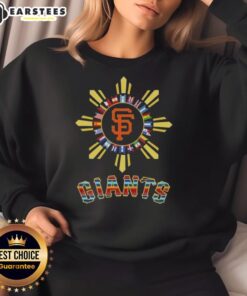 Awesome San Francisco Giants X Hispanic sweatshirt featuring vibrant colors and team logo, perfect for fans.