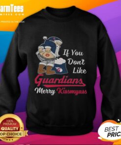 Awesome Santa Claus sweatshirt featuring 'If You Don't Like Cleveland Guardians, Merry Kissmyass Christmas' design.