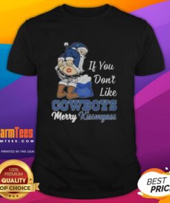 Awesome Santa Claus T-shirt for Dallas Cowboys fans: 'If You Don't Like Dallas Cowboys, Merry Kissmyass' design.