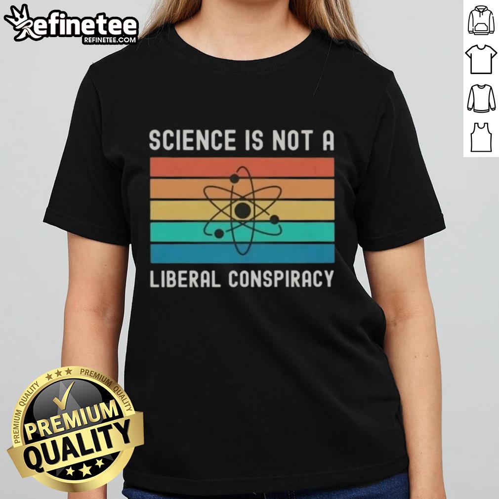 awesome-science-is-not-a-liberal-conspiracy-retro-ladies-tee Retro ladies' tee featuring the phrase Awesome Science Is Not A Liberal Conspiracy in bold, vibrant colors.