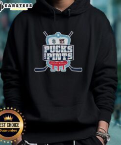 Awesome Seattle Kraken Pucks and Pints logo hoodie showcasing team spirit and style for hockey fans.