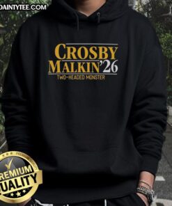 Alt Text: Awesome Sidney Crosby and Evgeni Malkin hoodie featuring the Pittsburgh Steelers Two-Headed Monster design.