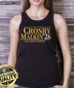 Awesome Sidney Crosby and Evgeni Malkin Pittsburgh Steelers tank top featuring the dynamic duo in a bold design.