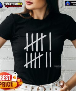 Alt Text: Awesome Six Seven 67 meme tee featuring tally marks for numbers 6 and 7, perfect for ladies' casual style.