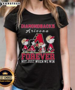 Awesome Snoopy and Charlie Brown Arizona Diamondbacks baseball tee for ladies, celebrating fandom beyond just winning.