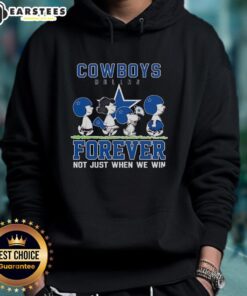 Alt Text: Awesome Snoopy and Charlie Brown Dallas Cowboys Forever hoodie design celebrating team spirit and loyalty.