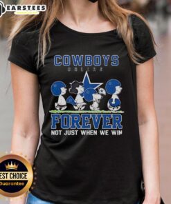 Awesome Snoopy and Charlie Brown Dallas Cowboys Forever tee for ladies, celebrating team spirit beyond wins.