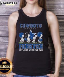 Awesome Snoopy and Charlie Brown Dallas Cowboys Forever tank top design for dedicated fans, celebrating team spirit.