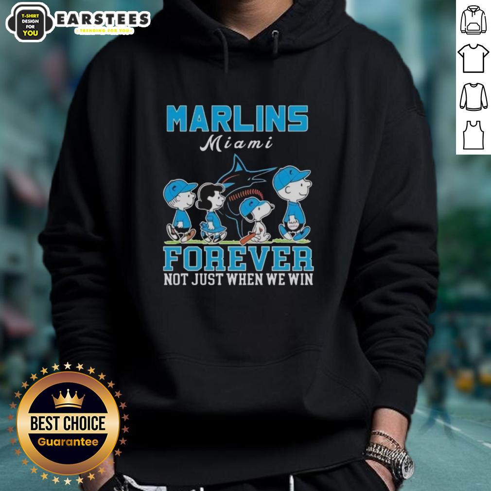 awesome-snoopy-and-charlie-brown-miami-marlins-baseball-forever-not-just-when-we-win-hoodie Alt Text: Awesome Snoopy and Charlie Brown Miami Marlins baseball hoodie, celebrating fandom forever, not just during wins.