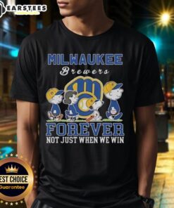 Awesome Snoopy and Charlie Brown Milwaukee Brewers Baseball T-shirt celebrating fandom, not just victories.