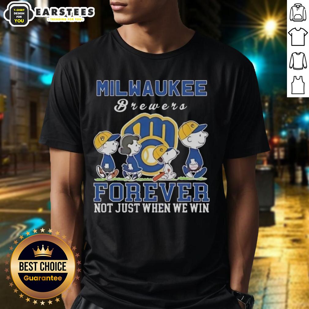 awesome-snoopy-and-charlie-brown-milwaukee-brewers-baseball-forever-not-just-when-we-win-t-shirt Awesome Snoopy and Charlie Brown Milwaukee Brewers Baseball T-shirt celebrating fandom, not just victories.
