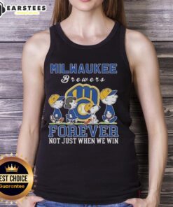 Awesome Snoopy and Charlie Brown tank top for Milwaukee Brewers fans, celebrating baseball love all year round.