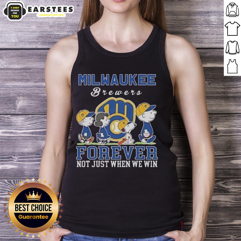awesome-snoopy-and-charlie-brown-milwaukee-brewers-baseball-forever-not-just-when-we-win-tank-top Awesome Snoopy and Charlie Brown tank top for Milwaukee Brewers fans, celebrating baseball love all year round.