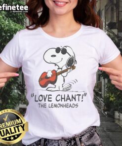Awesome Snoopy Love Chant The Lemonheads ladies tee featuring a playful Snoopy design in vibrant colors.