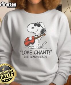Awesome Snoopy Love Chant The Lemonheads sweatshirt featuring a vibrant design of Snoopy and musical elements.