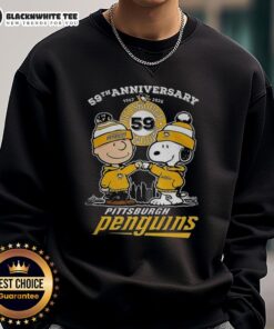 Alt Text: Awesome Snoopy Touch Hands Charlie Brown Pittsburgh Penguins 59th Anniversary 1967-2026 Sweatshirt design