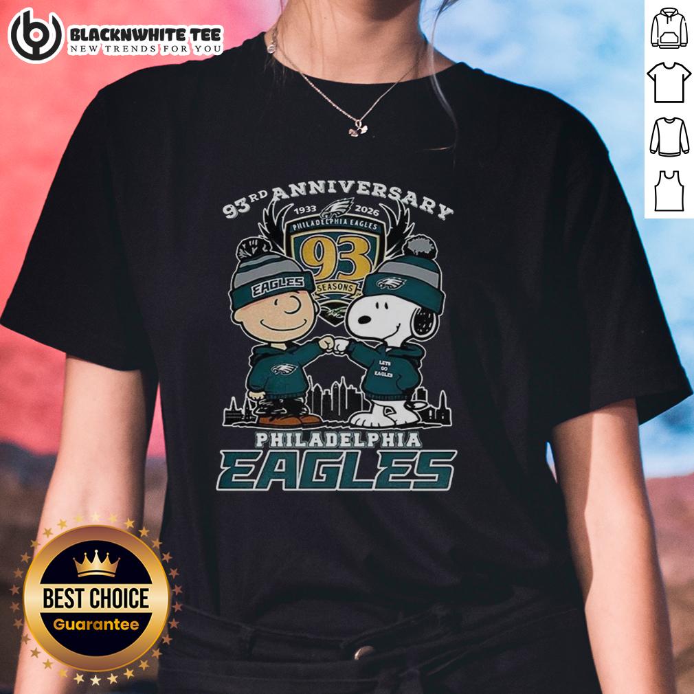 Awesome Snoopy Touch Hands Charlie Brown X Philadelphia Eagles 93rd Anniversary 1933-2026 Ladies-Tee Awesome Snoopy Touch Hands Charlie Brown X Philadelphia Eagles 93rd Anniversary 1933-2026 Ladies Tee design