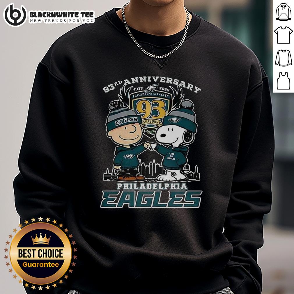 Awesome Snoopy Touch Hands Charlie Brown X Philadelphia Eagles 93rd Anniversary 1933-2026 Sweatshirt Awesome Snoopy Touch Hands Charlie Brown Philadelphia Eagles 93rd Anniversary Sweatshirt 1933-2026 design