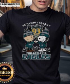 Awesome Snoopy Touch Hands Charlie Brown T-Shirt celebrating Philadelphia Eagles 93rd Anniversary, 1933-2026.