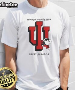 Awesome Snoopy X Indiana Hoosiers University T-Shirt for great grandmas featuring a fun design and vibrant colors.
